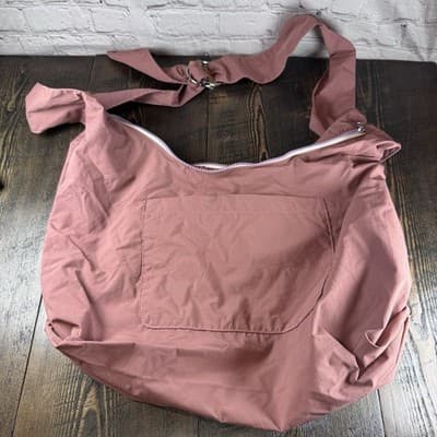 Thread Carry On Slouchy Bag - Mauve Crinkle Nylon - Satchel - Pockets - Zipper
