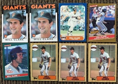 1986-87 Will Clark Lot Of 8 Rookies NM-MT, Topps Traded Donruss Rookies Fleer