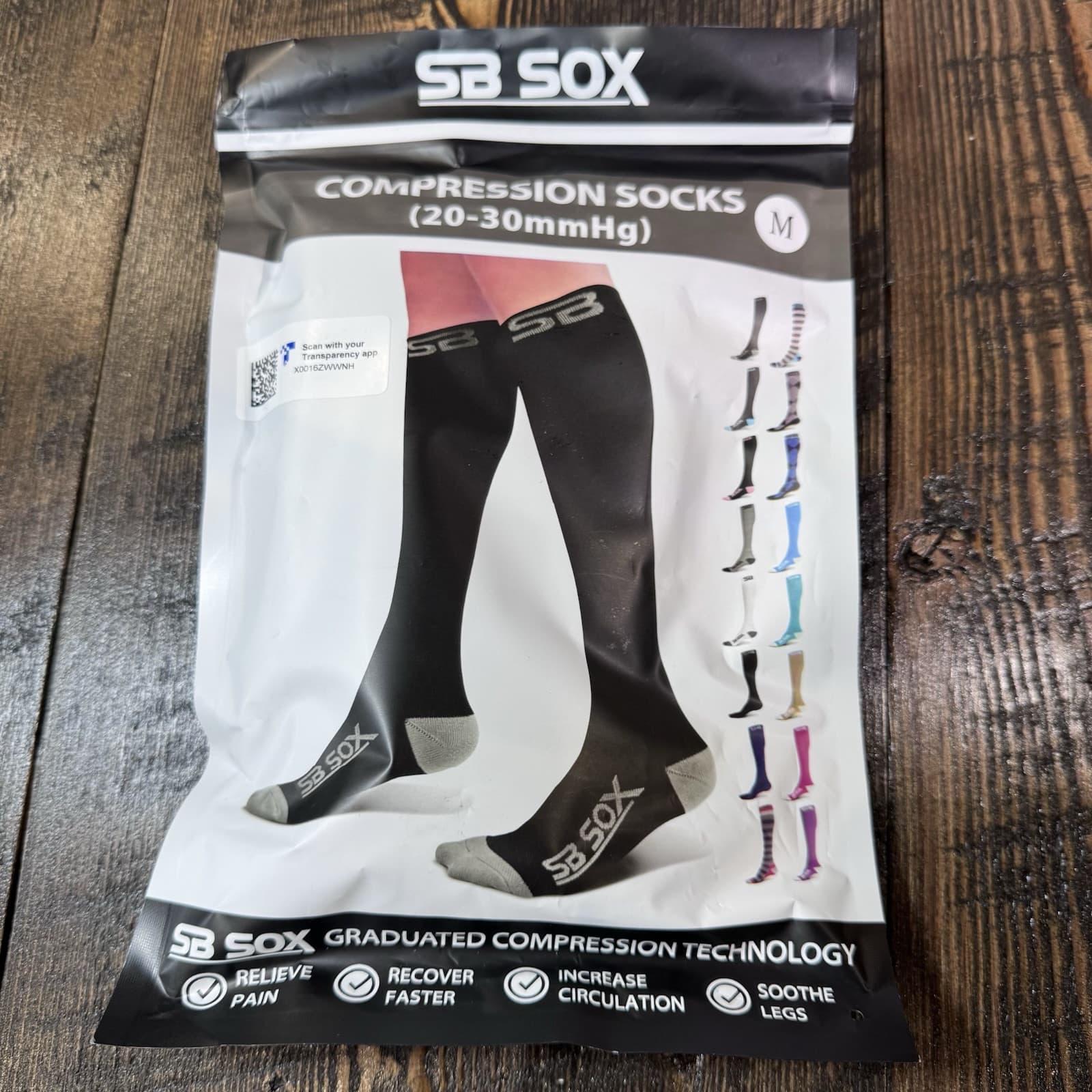 SB SOX Compression Tall Socks - Black & Gray - Unisex Men Women - SMALL