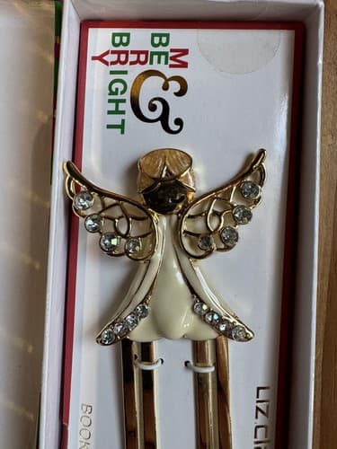 VTG Liz Claiborne Angel Bookmark Be Merry & Bright -Holiday Christmas Decor