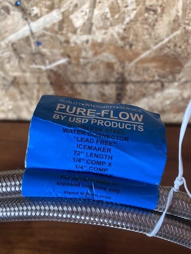 Stainless Steel Refrigerator/Ice Maker Hose 1/4"x1/4" Comp 6ft Water Supply Line - Thumbnail 2