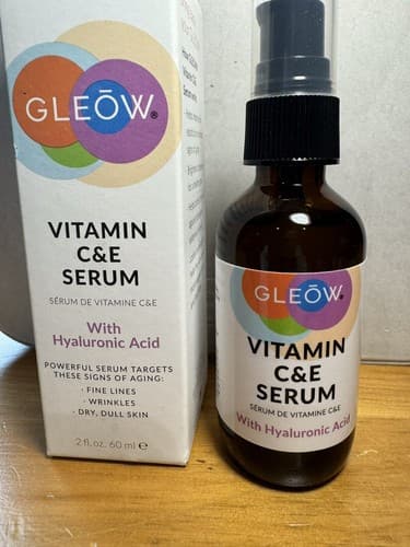 Gleow Vitamin C & E Serum With Hyaluronic Acid 2 fl oz EXPIRES 11/2026