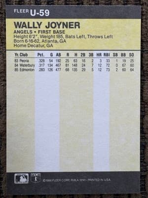 Wally Joyner Lot Of 9 Rookie Cards 1986-1987, NM-M, Topps Fleer Donruss, Angels - Thumbnail 9