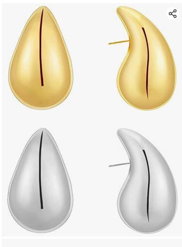 Chunky Teardrop Gold And Silver Colored Earrings 2 Pair fashion jewelry