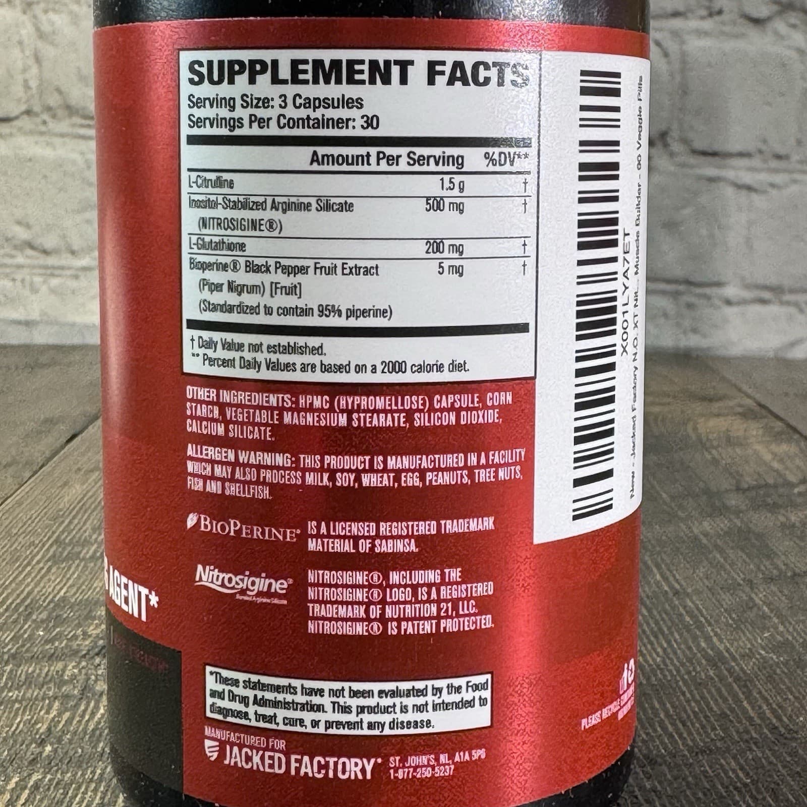 Jack Factory N.O.XT - Nitric Oxide Boosting Agent 90 Veggie Capsules Supplement - Thumbnail 3