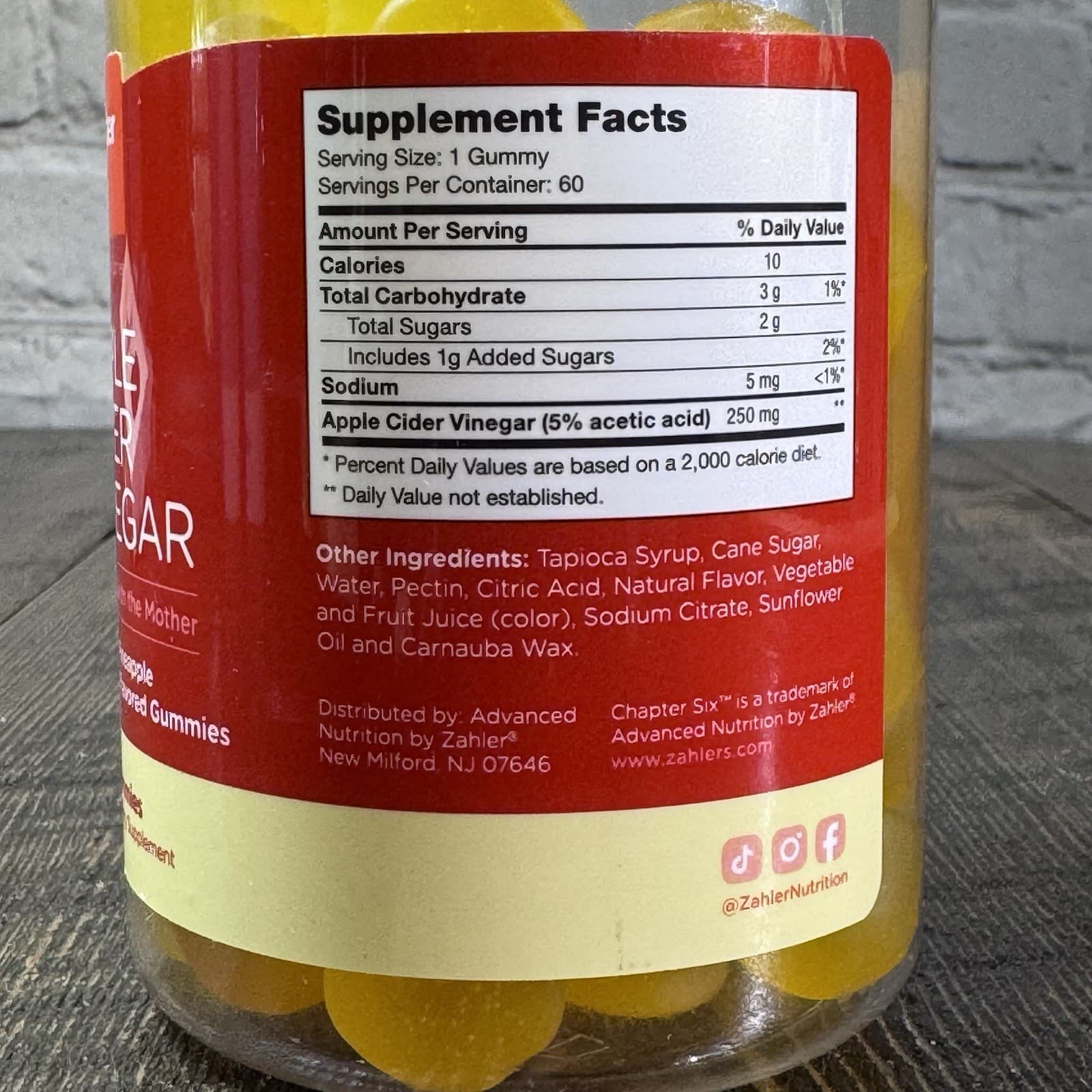 Zahler Chapter Six Apple Cider Vinegar Gummies Pineapple 250 mg 60 Gummies - Thumbnail 2