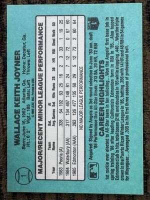 Wally Joyner Lot Of 9 Rookie Cards 1986-1987, NM-M, Topps Fleer Donruss, Angels - Thumbnail 5