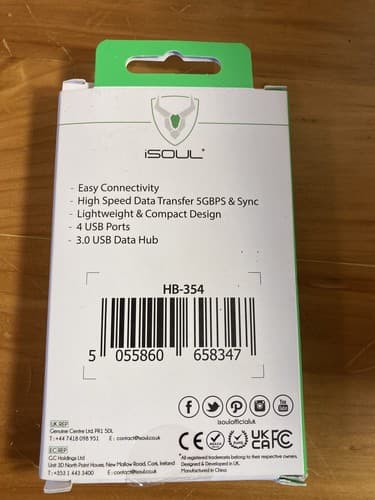 4 Port High Speed Data Transfer Hub 5GBPS & Sync - for phone, mouse, keyboard - Thumbnail 2