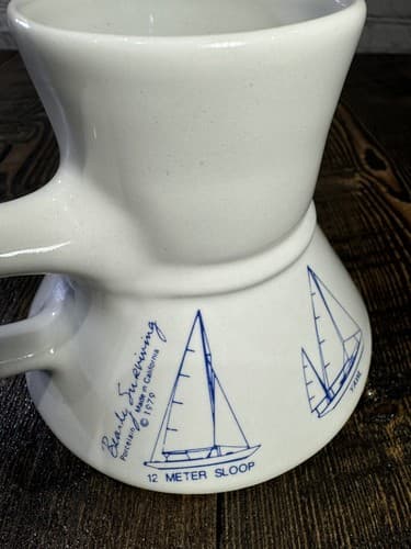 Bearly Surviving Porcelain Nautical Mug Sailing Boats No Spill California 1979 - Thumbnail 6