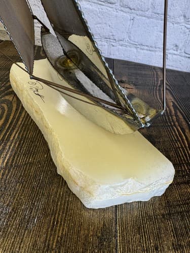 Vintage Signed John DeMott Art Brass Sailboat 17” Onyx Collectible 1975 boat - Thumbnail 7