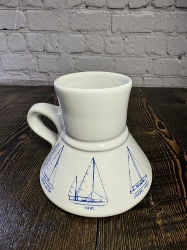 Bearly Surviving Porcelain Nautical Mug Sailing Boats No Spill California 1979 - Thumbnail 4