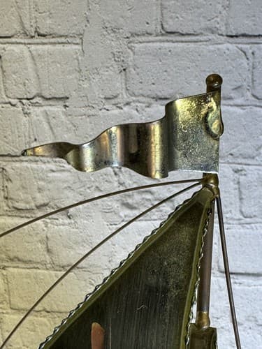 Vintage Signed John DeMott Art Brass Sailboat 17” Onyx Collectible 1975 boat - Thumbnail 14