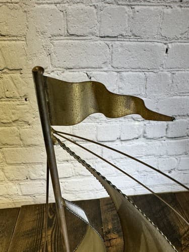 Vintage Signed John DeMott Art Brass Sailboat 17” Onyx Collectible 1975 boat - Thumbnail 13