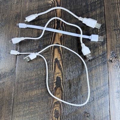 Lot of 4 USB-A (Male) to USB Micro-B (Male) Charging Cables - White Short Cable