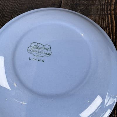 Set of 4 Homer Laughlin Skytone Blue 6" Bread Plate Stardust Blue MCM Leaves - Thumbnail 10