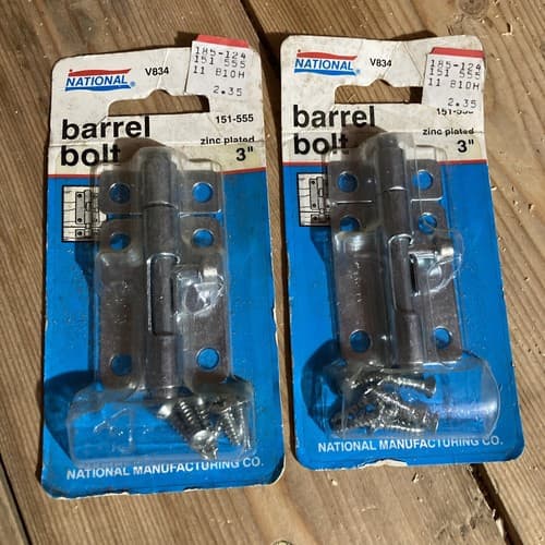 National Hardware 3 in. L Zinc-Plated Steel Barrel Bolt New 2 Pack