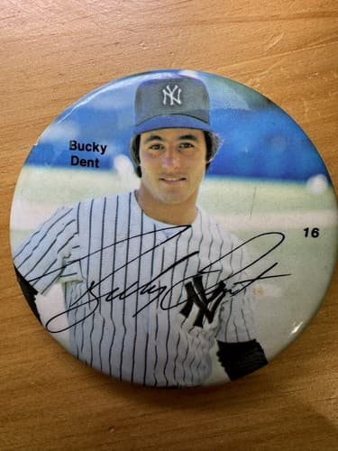 New York Yankees Bucky Dent Button Autograph Print