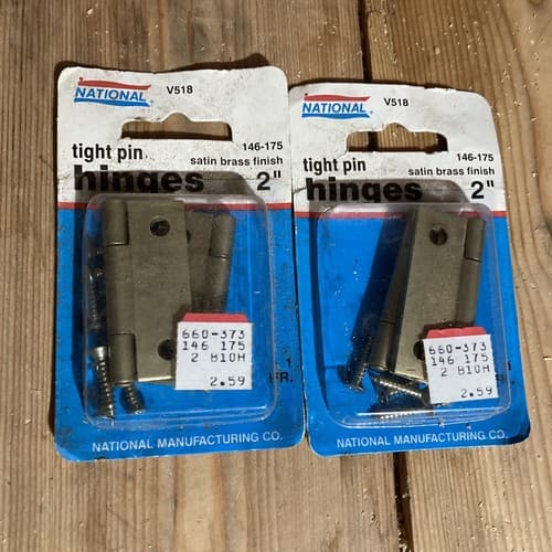 New National Hardware N146-175 V518 Non-Removable Pin Hinge 2" Brass -2 Packs