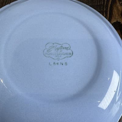 Set of 4 Homer Laughlin Skytone Blue 6" Bread Plate Stardust Blue MCM Leaves - Thumbnail 7