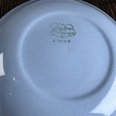 Set of 4 Homer Laughlin Skytone Blue 6" Bread Plate Stardust Blue MCM Leaves - Thumbnail 8