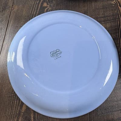 Set of 4 Homer Laughlin Skytone Blue 10" Dinner Plate Stardust Blue MCM Leaves - Thumbnail 10