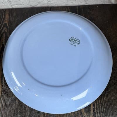 Set of 4 Homer Laughlin Skytone Blue 10" Dinner Plate Stardust Blue MCM Leaves - Thumbnail 12
