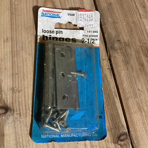 National Hardware N141-945 Zinc Plated Steel Full Mortise Narrow Hinge 2-1/2 in.