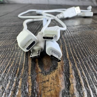 Lot of 4 USB-A (Male) to USB Micro-B (Male) Charging Cables - White Short Cable - Thumbnail 3
