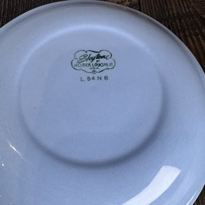 Set of 4 Homer Laughlin Skytone Blue 6" Bread Plate Stardust Blue MCM Leaves - Thumbnail 9