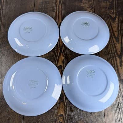 Set of 4 Homer Laughlin Skytone Blue 6" Bread Plate Stardust Blue MCM Leaves - Thumbnail 6