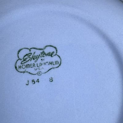 Set of 4 Homer Laughlin Skytone Blue 7.5” Soup Bowl Stardust Blue MCM Leaves - Thumbnail 15