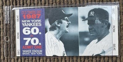 New York Yankees Old Timers Day 1987 Ticket Stub Yankee Stadium 60s vs 70s Mint - Thumbnail 8