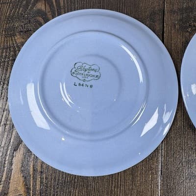 4 Piece Homer Laughlin Skytone Blue Teacup and Saucer Stardust Blue MCM Leaves - Thumbnail 13