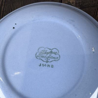 Set of 4 Homer Laughlin Skytone Blue 7.5” Soup Bowl Stardust Blue MCM Leaves - Thumbnail 13