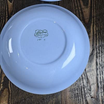 Set of 4 Homer Laughlin Skytone Blue 7.5” Soup Bowl Stardust Blue MCM Leaves - Thumbnail 10
