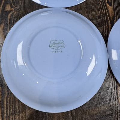 Set of 4 Homer Laughlin Skytone Blue 7.5” Soup Bowl Stardust Blue MCM Leaves - Thumbnail 9