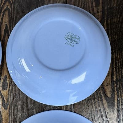 Set of 4 Homer Laughlin Skytone Blue 7.5” Soup Bowl Stardust Blue MCM Leaves - Thumbnail 11