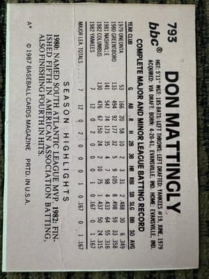 8 Unique Card Lot Don Mattingly, NY Yankees 1980’s - Thumbnail 10