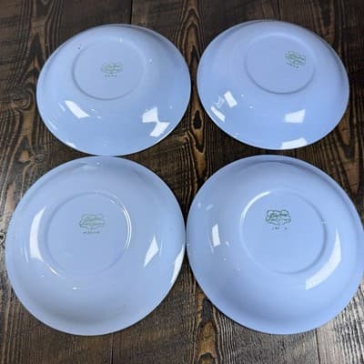 Set of 4 Homer Laughlin Skytone Blue 7.5” Soup Bowl Stardust Blue MCM Leaves - Thumbnail 8