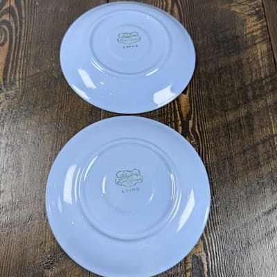 Set of 2 Homer Laughlin Skytone Blue Teacup Saucer Stardust Blue MCM Leaves - Thumbnail 4