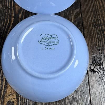 Set of 4 Homer Laughlin Skytone Blue 5.25” Dessert Bowl Stardust Blue MCM Leaves - Thumbnail 10