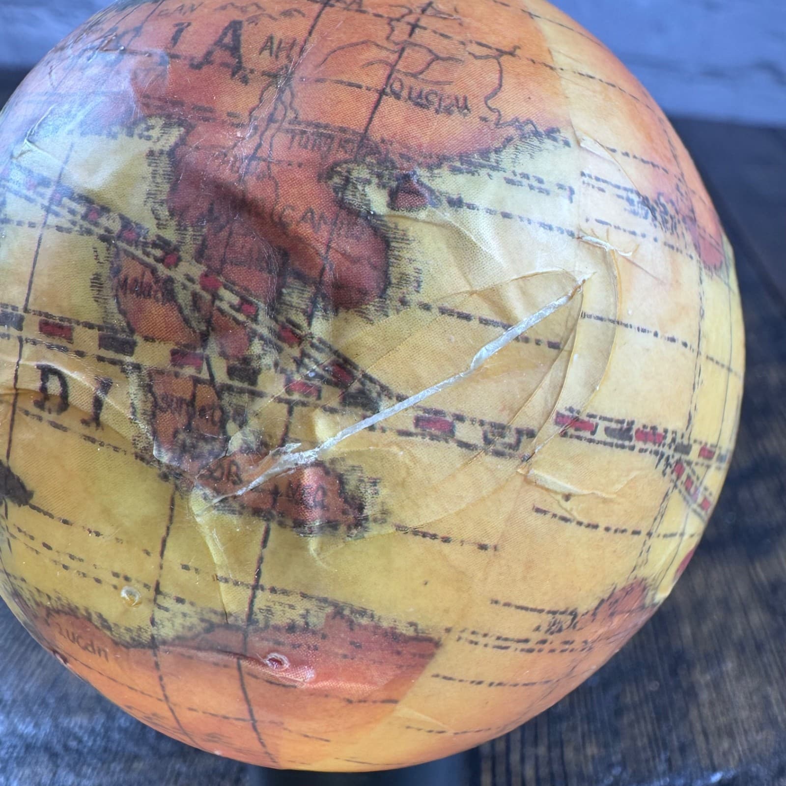 VTG Christmas Holiday Ornament Globe Ball Decoupage Earth World Map - Thumbnail 7