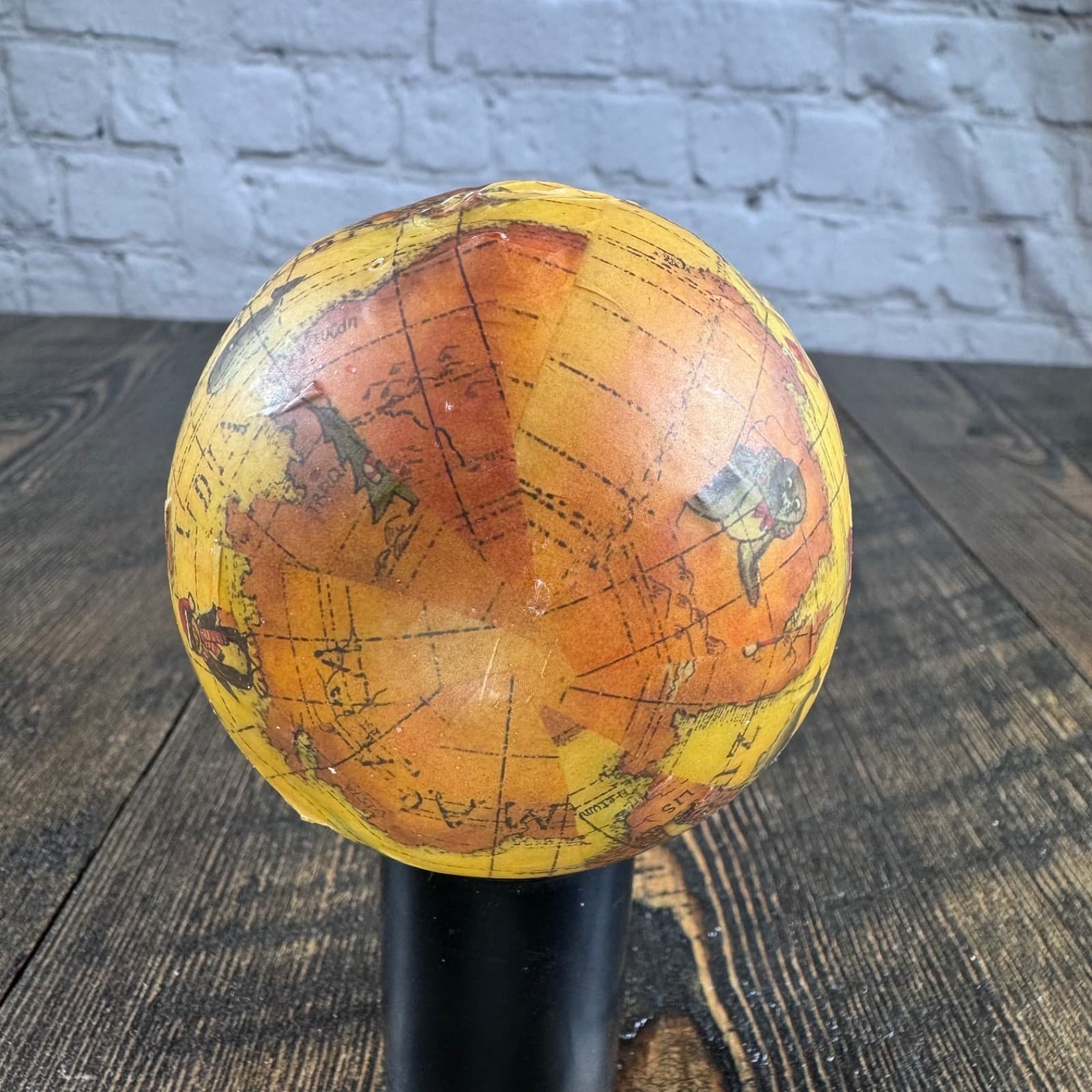 VTG Christmas Holiday Ornament Globe Ball Decoupage Earth World Map - Thumbnail 6