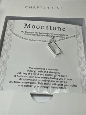 HOPE LOVE SHINE Sterling Silver Moonstone Pendant Necklace Cable 18” Chain