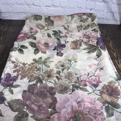 2x VTG Sheer Floral Curtain Scarf Valance Topper Drape Fabric Material - Thumbnail 2
