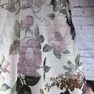 2x VTG Sheer Floral Curtain Scarf Valance Topper Drape Fabric Material - Thumbnail 6