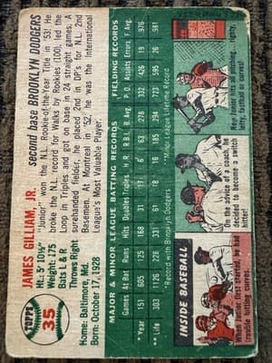 Topps 1954 Jim Gilliam #35, 1955 Gene Woodling #190, 1956 Bob Turley #40 - Thumbnail 5