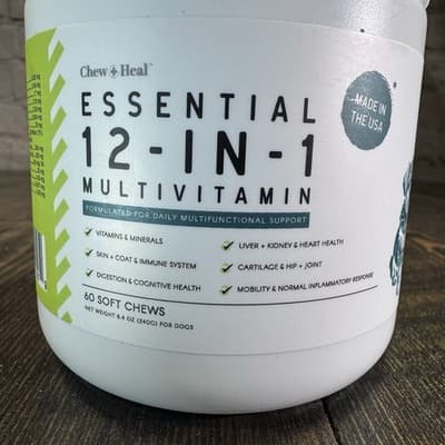 Chew + Heal 12-in-1 Multivitamin for Dogs - 60 Soft Chews Dog Vitamin - Thumbnail 2