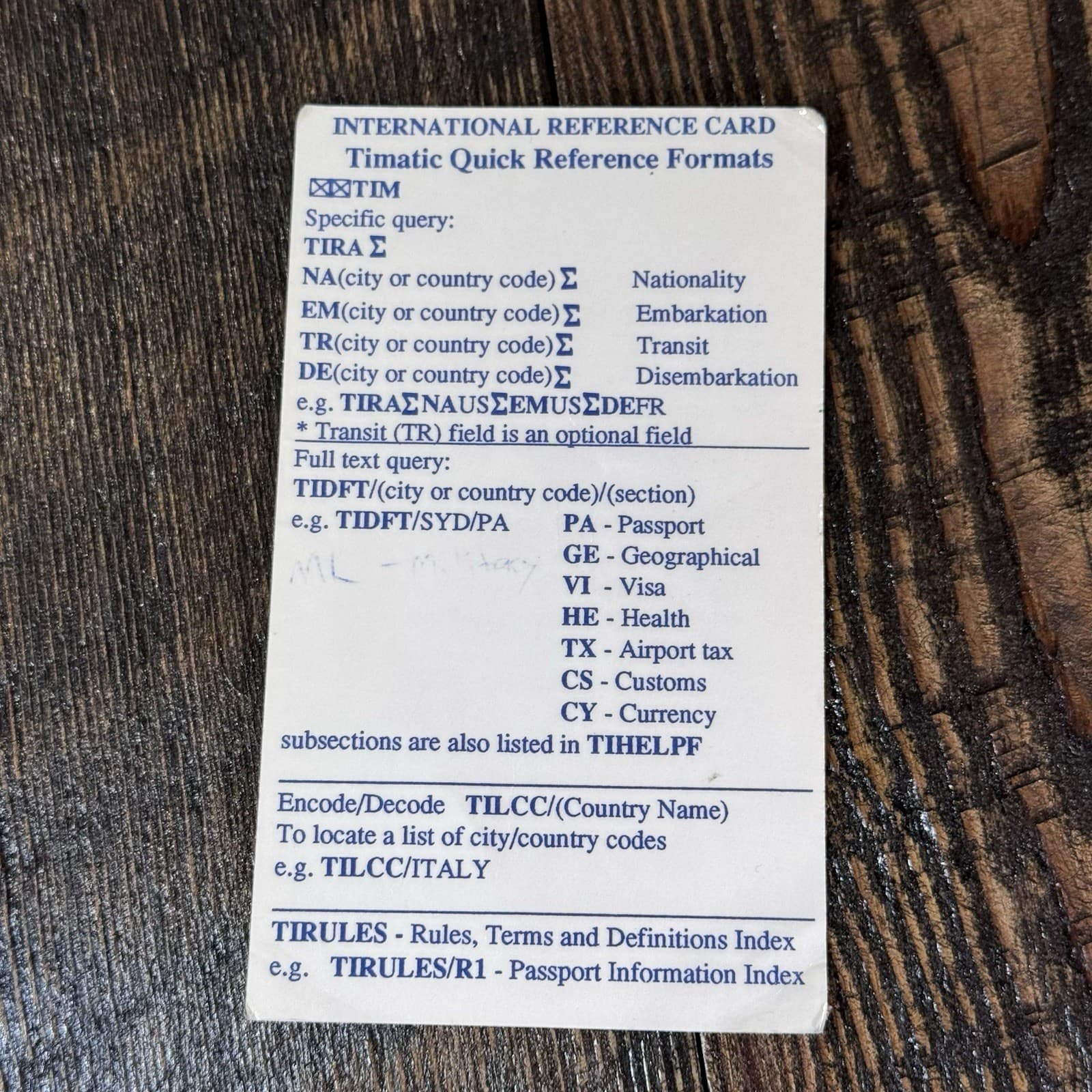 American Airlines Pocket Reference Guide And Timatic Card - Thumbnail 7