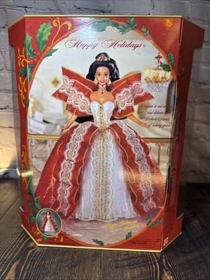1997 Misprint Green Eye Doll, Blue Eyes Box Happy Holiday Barbie Special Edition - Thumbnail 2